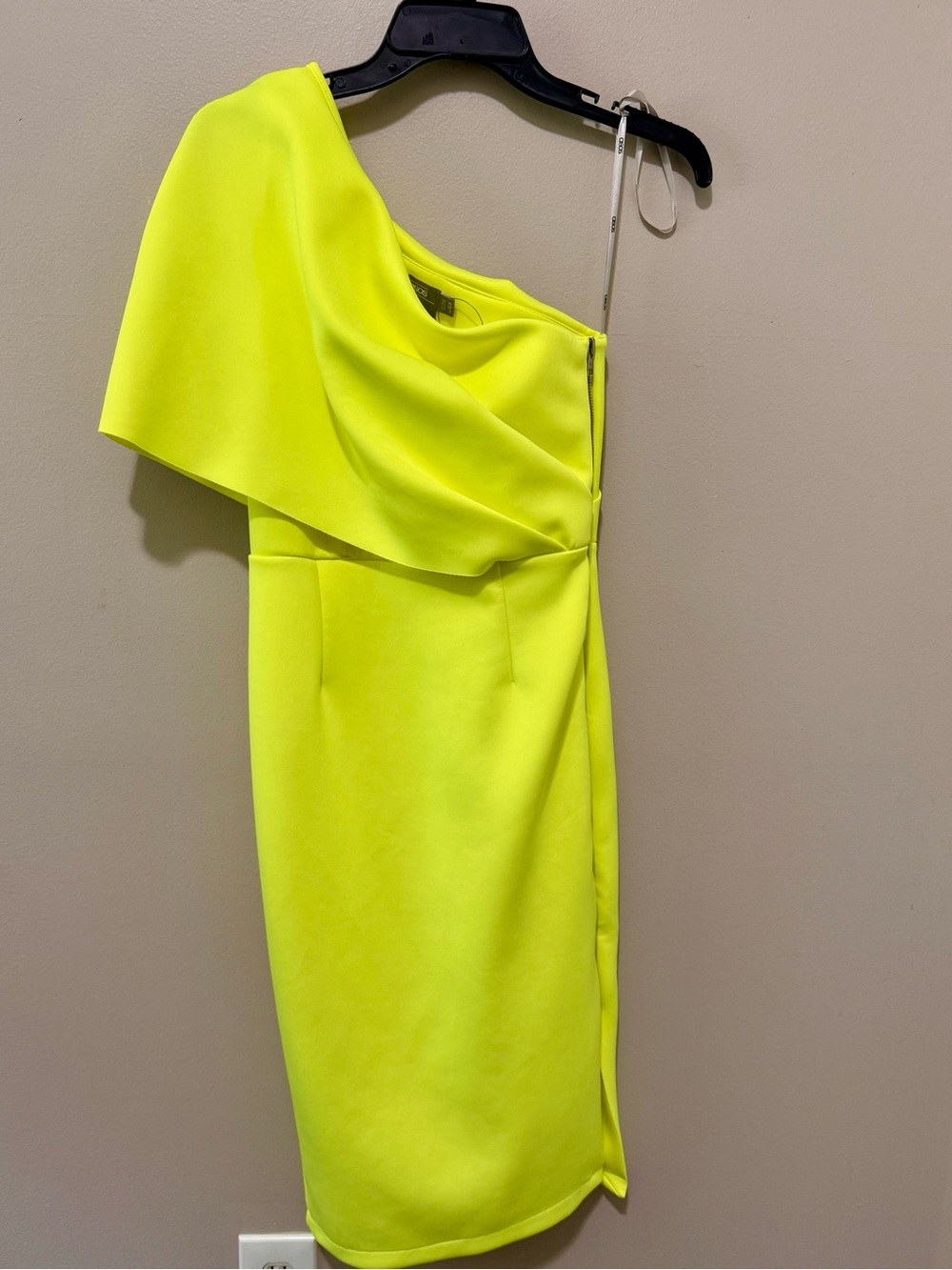 One-Shoulder Neon Yellow Cocktail Dress